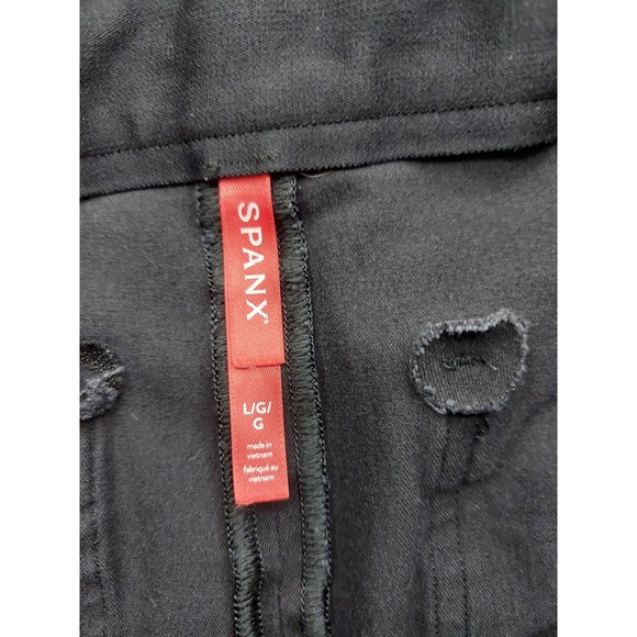 SPANX Pants Womens Large Black Wide Leg Cropped Pull On Twill Stretch Pockets - Picture 3 of 14